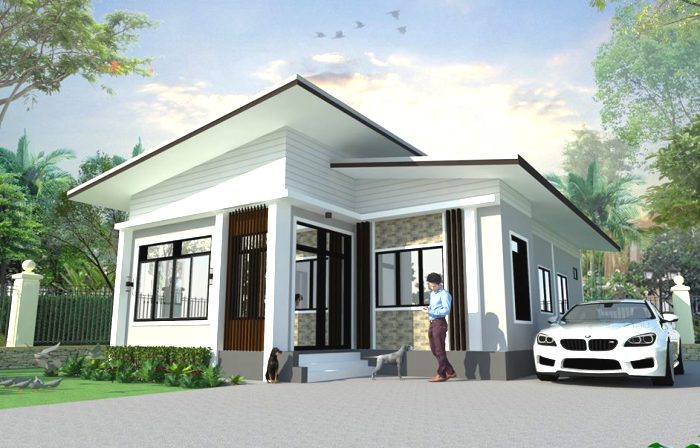 Desain rumah minimalis 1 lantai ada warung