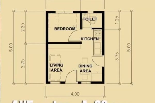 Desain rumah luas tanah 54 m2