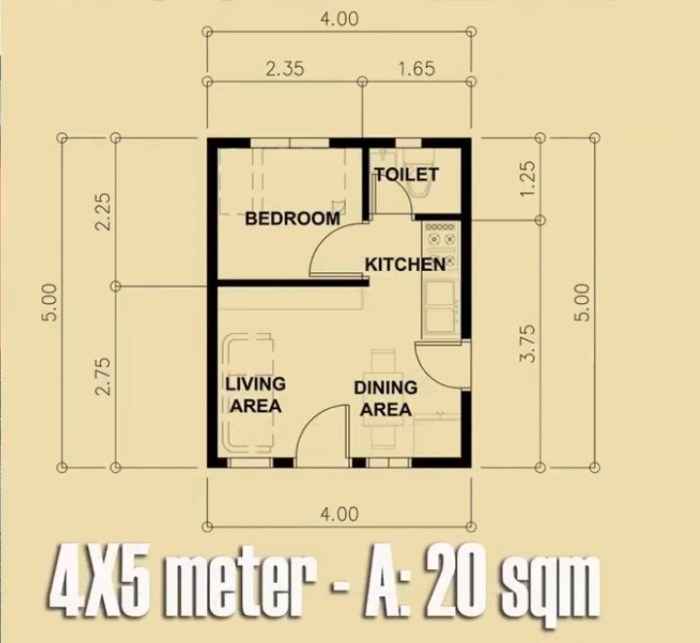 Desain rumah luas tanah 54 m2