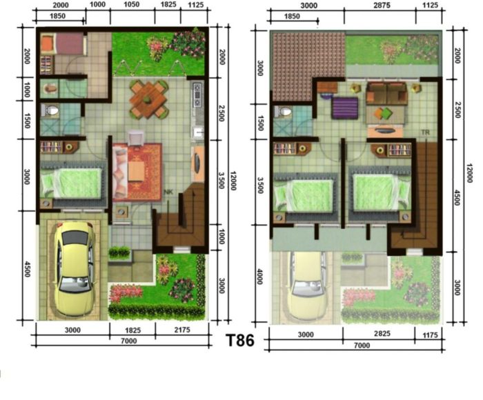 Desain rumah luas tanah 54 m2