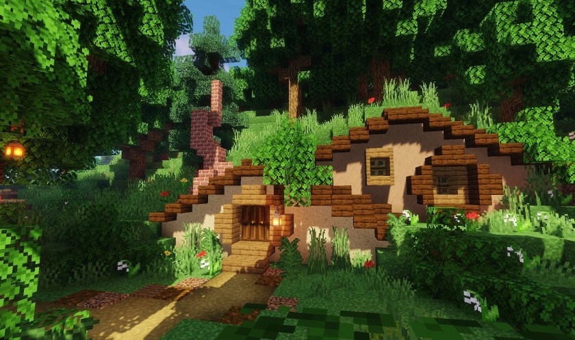 Desain rumah minecraft simple elegan di hutan