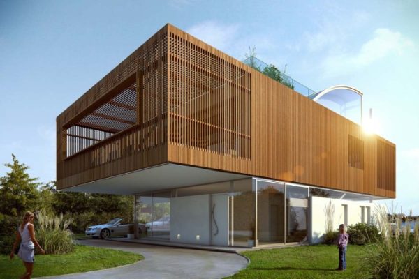 Desain rumah kotak kayu