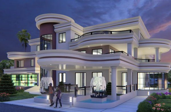 Desain rumah mewah besar 2 lantai modern