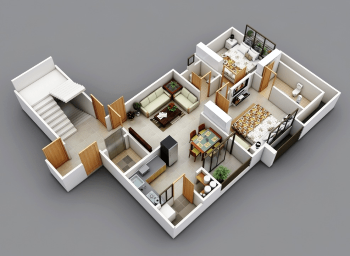 Desain rumah kontrakkan dengan 2 kamar