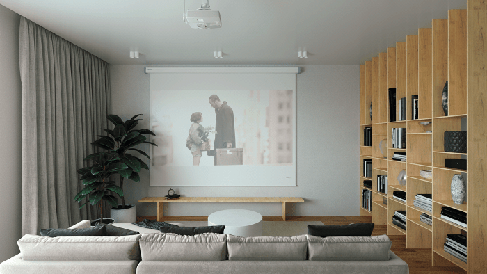 Leinwand beamer wohnzimmer